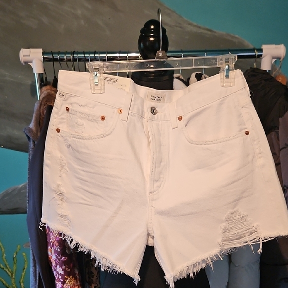 Citizens Of Humanity Pants - Citizens Of Humanity White Frayed Jean Shorts